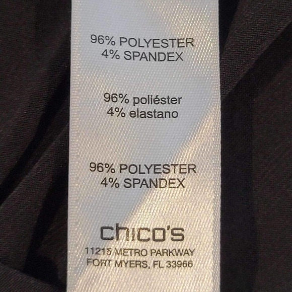 Chicos Tunic Size 1 US 8 Lace Up Side Top Black Stretch Knit 3/4 Sleeve - Picture 5 of 8